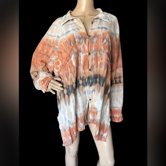 One Teaspoon Hand Dyed Mirage Muslin Long Sleeve 100% Cotton Shirt Women Size M - Picture 3 of 14